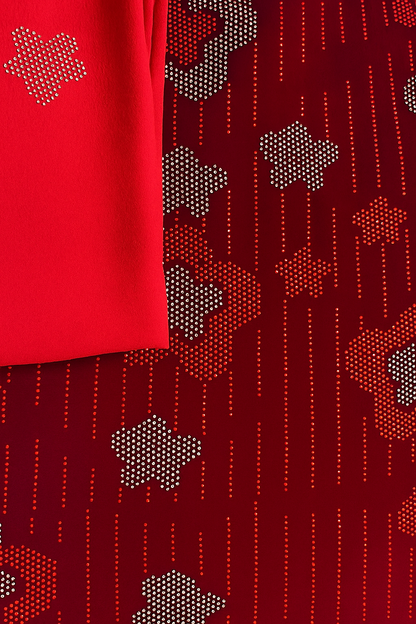 Luxury Velvet Stone Work Fabric  4 Royal Colors |Embellished with Rhinestones for Dresses &amp; Occasions&quot; - Mohammad collection