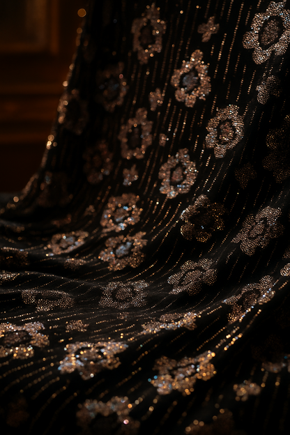 Luxury Velvet Stone Work Fabric  4 Royal Colors |Embellished with Rhinestones for Dresses &amp; Occasions&quot; - Mohammad collection