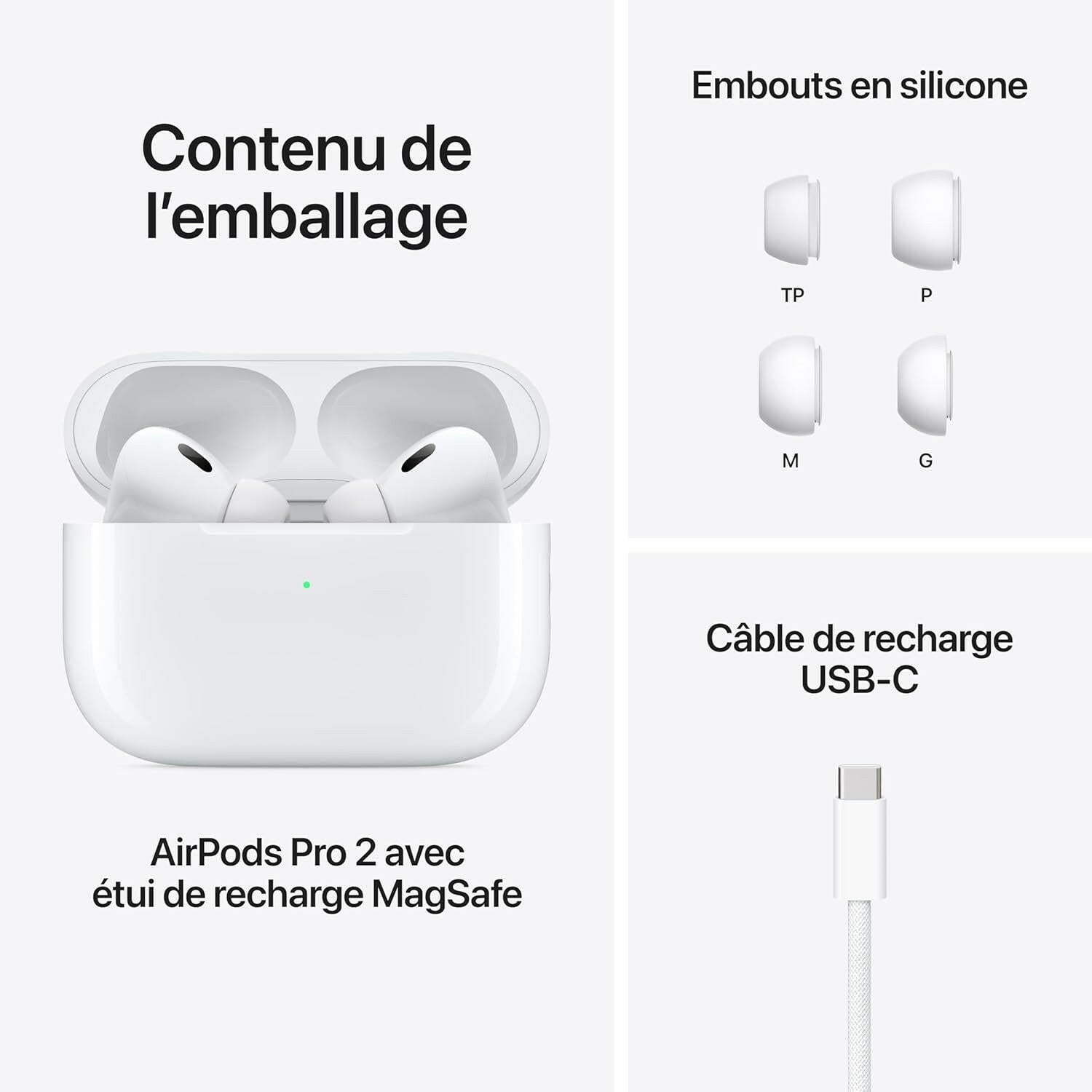 Airpods Pro 2 Wireless Earbuds, Bluetooth Headphones, Active Noise Cancellation, Transparency, Personalized Spatial Audio, High-Fidelity Sound, H2 Chip, USB-C Charging