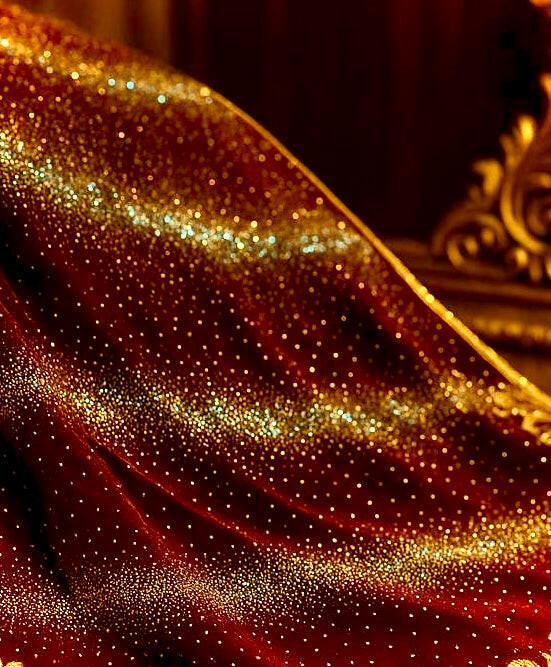 Royal Crimson Velvet with Golden Sparkle – 4 Meter Unstitched Fabric - Mohammad collection