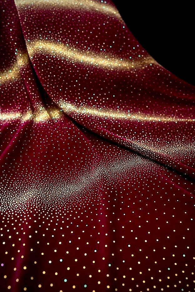 Royal Crimson Velvet with Golden Sparkle – 4 Meter Unstitched Fabric - Mohammad collection