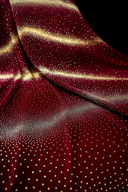 Royal Crimson Velvet with Golden Sparkle – 4 Meter Unstitched Fabric - Mohammad collection
