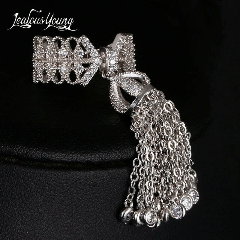 Famous Brand Royal Tassel Rings for Women Inlay Cubic Zirconia Adjustable Crown Ring Bague Femme AR015