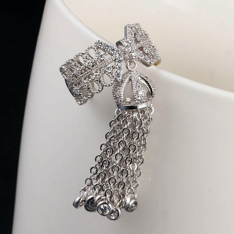 Famous Brand Royal Tassel Rings for Women Inlay Cubic Zirconia Adjustable Crown Ring Bague Femme AR015
