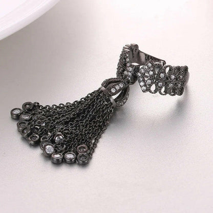 Famous Brand Royal Tassel Rings for Women Inlay Cubic Zirconia Adjustable Crown Ring Bague Femme AR015
