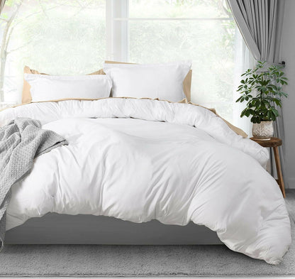 Duvet Cover Queen Size Set - 1 Duvet Cover with 2 Pillow Shams - 3 Pieces Comforter Cover with Zipper Closure - Soft Brushed Microfiber, 90 X 90 Inches (Queen, White)