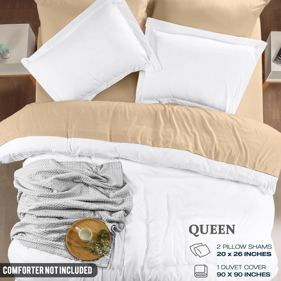 Duvet Cover Queen Size Set - 1 Duvet Cover with 2 Pillow Shams - 3 Pieces Comforter Cover with Zipper Closure - Soft Brushed Microfiber, 90 X 90 Inches (Queen, White)