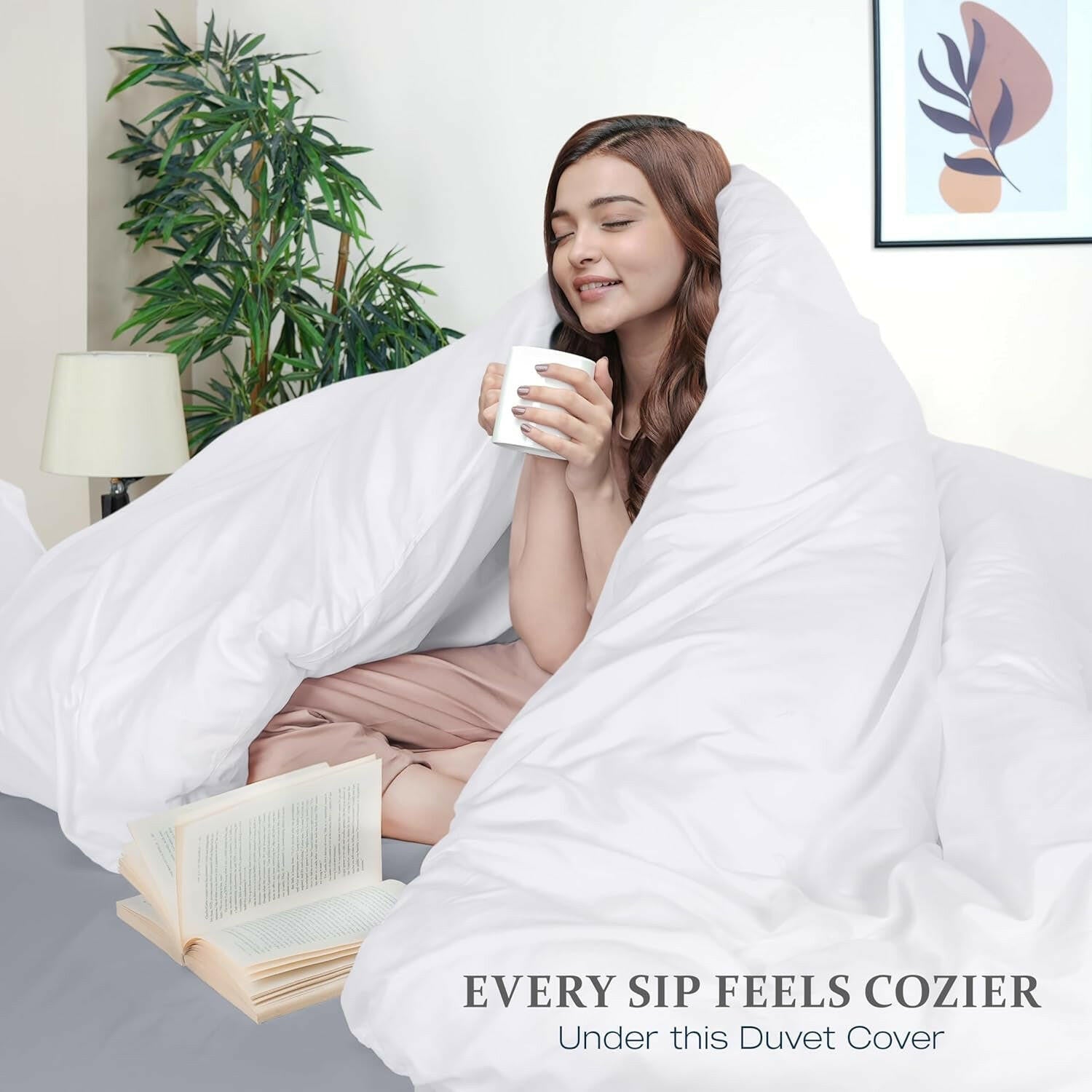 Duvet Cover Queen Size Set - 1 Duvet Cover with 2 Pillow Shams - 3 Pieces Comforter Cover with Zipper Closure - Soft Brushed Microfiber, 90 X 90 Inches (Queen, White)