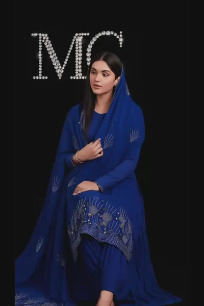 Luxury Blue Rhinestone Chiffo Fabric ? Wedding Drapes or Dressmaking ? 60&quot; Wide,