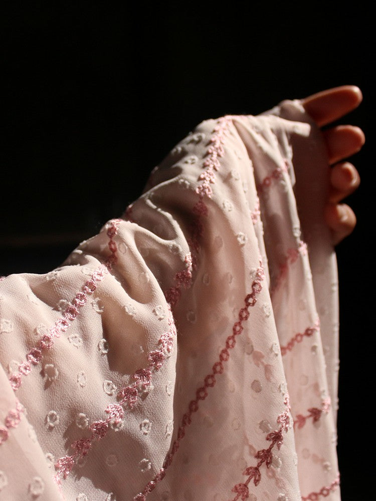 Hanfu Embroidery Flower High-end Chiffon Fabric Dress Clothing